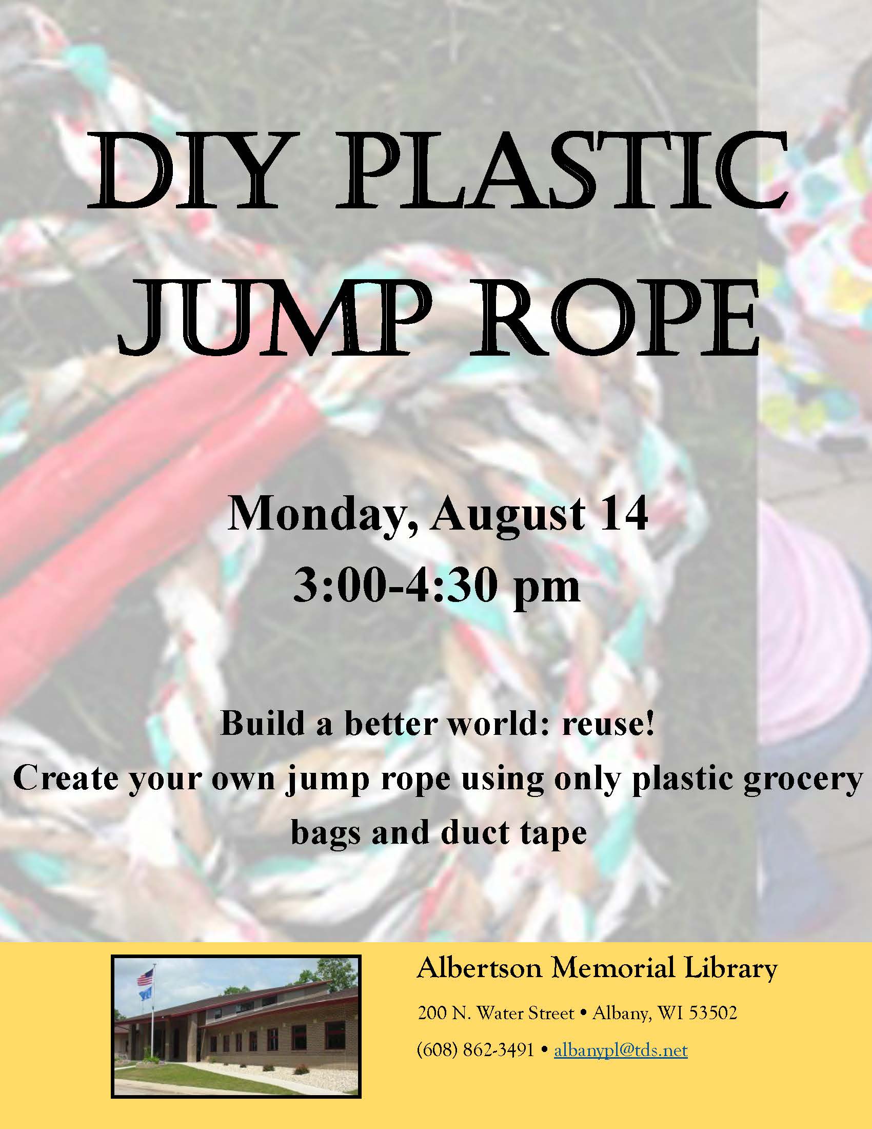 DIY Plastic Bag Jump Rope Albertson Memorial Library